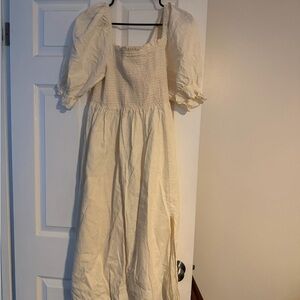 GAP Cream Midi Dress with Puff Sleeves